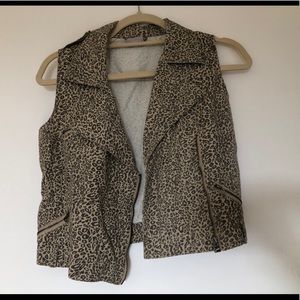 Leopard Print Denim Vest